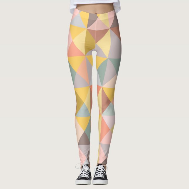 Geometrisches Muster in Herbst- und Herbstsonnentö Leggings (Vorderseite)