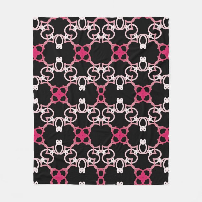 Geometrisches Muster in Rosa, Weiß und Lila. Fleecedecke (Vorderseite)