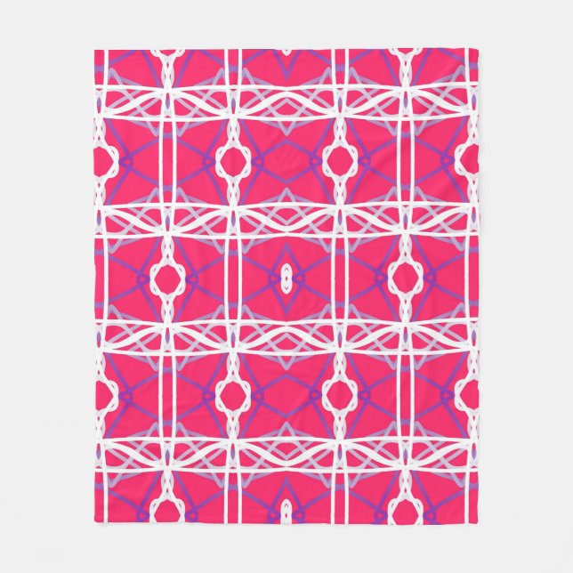 Geometrisches Muster in Rosa, Weiß und Lila. Fleecedecke (Vorderseite)