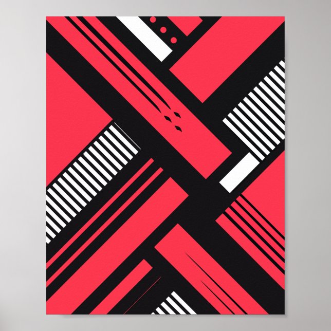 Geometrisches Muster in rot, schwarz und weiß Poster (Vorne)