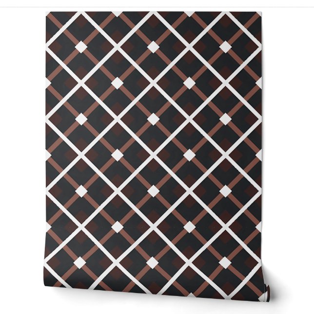 Geometrisches Muster in Schwarz und Braun Tapete (Abrollen)
