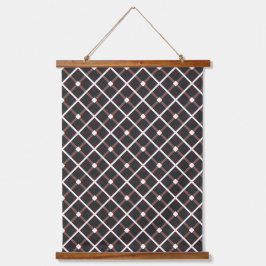 Geometrisches Muster in Schwarz und Braun Wandteppich Mit Holzrahmen