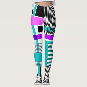 geometrisches Muster in Streifen- und Neonfarben Leggings