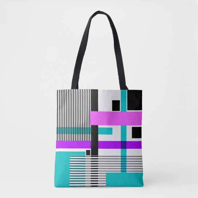 geometrisches Muster in Streifen- und Neonfarben Tasche (Vorderseite)