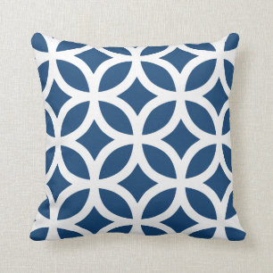 Geometrisches Muster-Kissen in Monaco-Blau Kissen