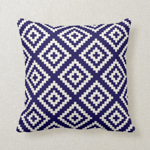 Geometrisches Muster-Kobalt-Blau Kissen