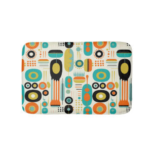 Geometrisches Muster Lebendige Retro-Moderne der M Badematte