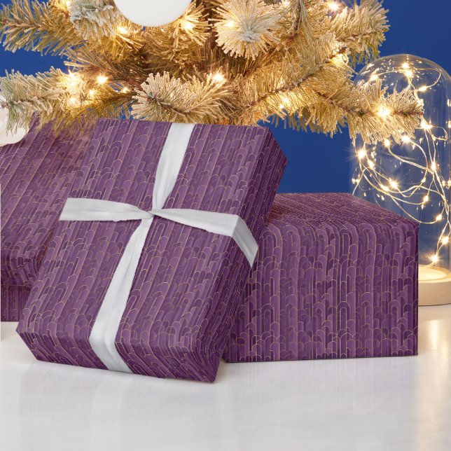 Geometrisches Muster | Lila Deco Bögen Geschenkpapier (Feiertage)