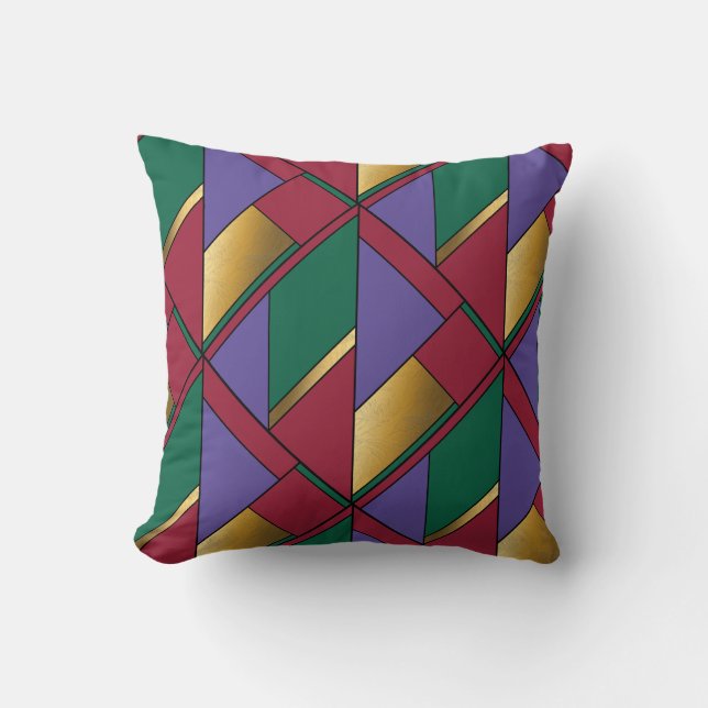 Geometrisches Muster, Lila-grün Kissen (Vorderseite)