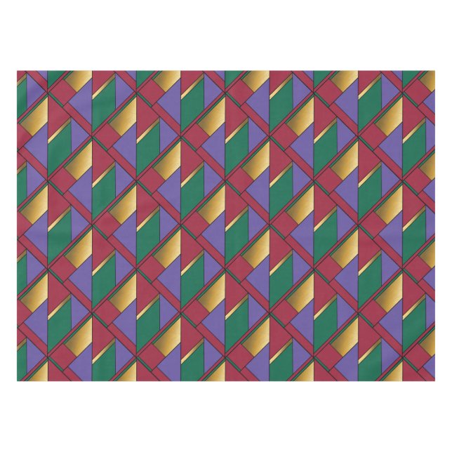 Geometrisches Muster, Lila-grün Tischdecke (Vorderseite (Horizontal))