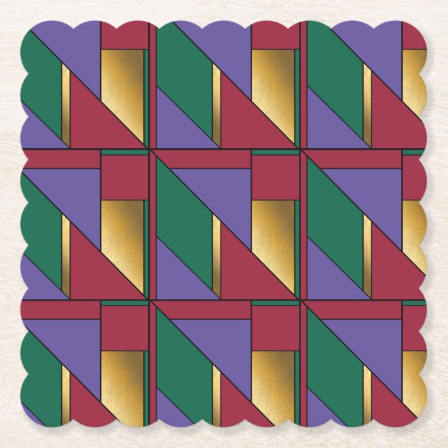 Geometrisches Muster, Lila-grün Untersetzer (Vorderseite)