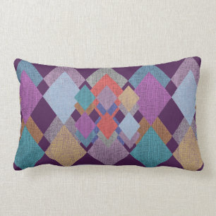 Geometrisches Muster Lila Lilac-Blau-Gelb Lendenkissen