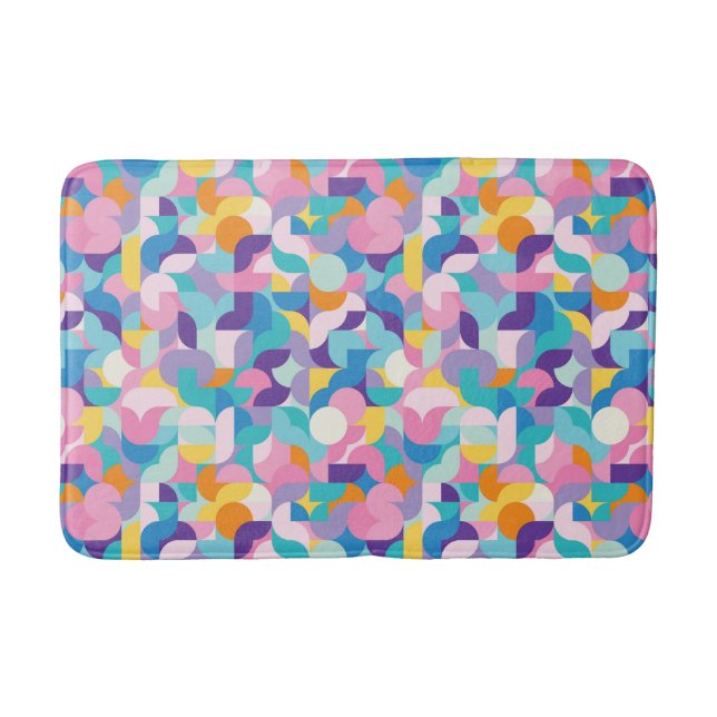 Geometrisches Muster lila und rosa Badematte (Vorderseite)