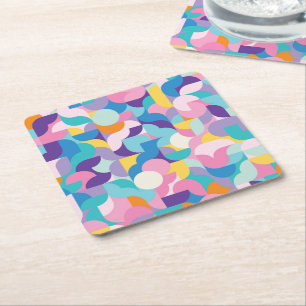 Geometrisches Muster lila und rosa Rechteckiger Pappuntersetzer