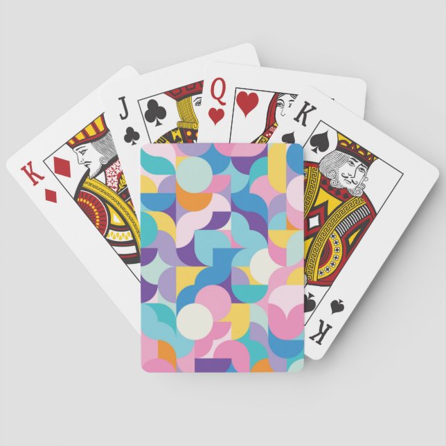Geometrisches Muster lila und rosa Spielkarten (Rückseite)