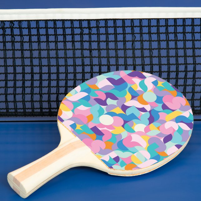 Geometrisches Muster lila und rosa Tischtennis Schläger (InSitu)