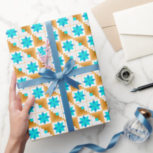 Geometrisches Muster, mehrfarbiges Patchwork Geschenkpapier