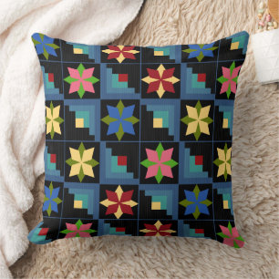 Geometrisches Muster, mehrfarbiges Patchwork Kissen