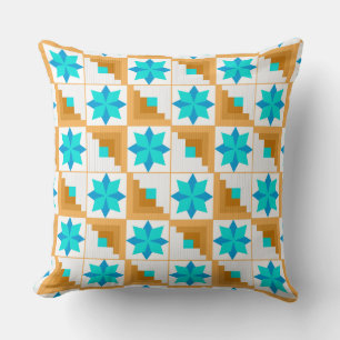 Geometrisches Muster, mehrfarbiges Patchwork Kissen