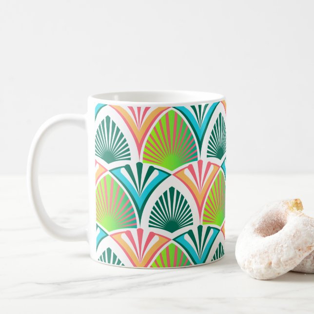 Geometrisches Muster mit Blätter und Blume der Han Kaffeetasse (Mit Donut)