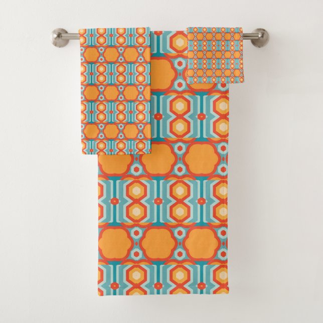 Geometrisches Muster mit dynamischem Colo Badhandtuch Set (Insitu)