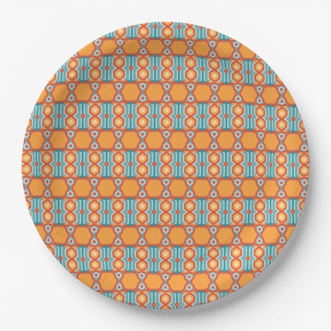 Geometrisches Muster mit dynamischem Colo Pappteller (Vorderseite)
