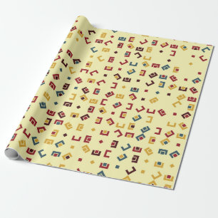 Geometrisches Muster mit farbigen Elementen, Vinta Geschenkpapier