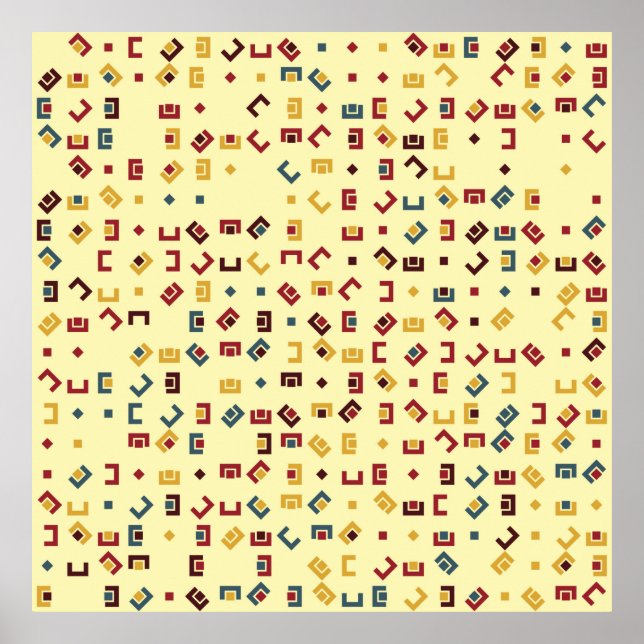 Geometrisches Muster mit farbigen Elementen, Vinta Poster (Vorne)