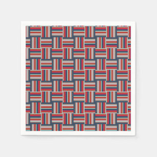 Geometrisches Muster mit farbigen Streifen Serviette