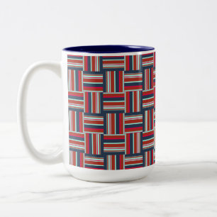 Geometrisches Muster mit farbigen Streifen Zweifarbige Tasse