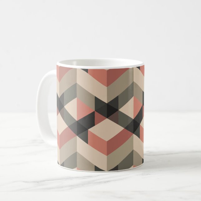 Geometrisches Muster mit Farbpalette für Retro Kaffeetasse (Vorderseite Links)