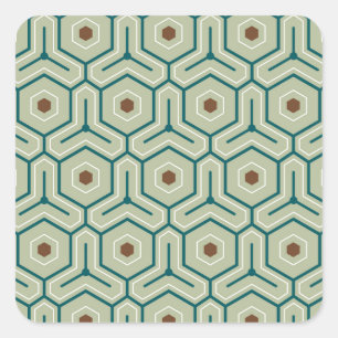 Geometrisches Muster mit ineinandergreifenden Sech Quadratischer Aufkleber