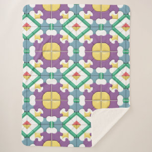 Geometrisches Muster mit lebendigen Farben Sherpadecke