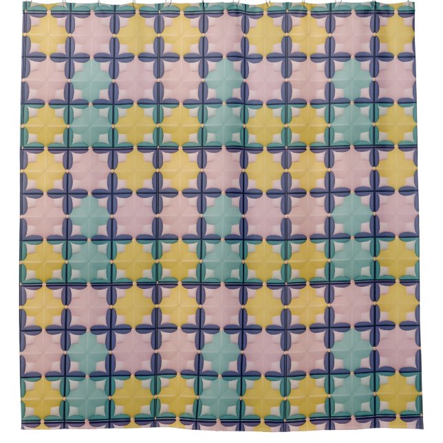 Geometrisches Muster mit lebhaften Farben Duschvorhang (Vorderseite)