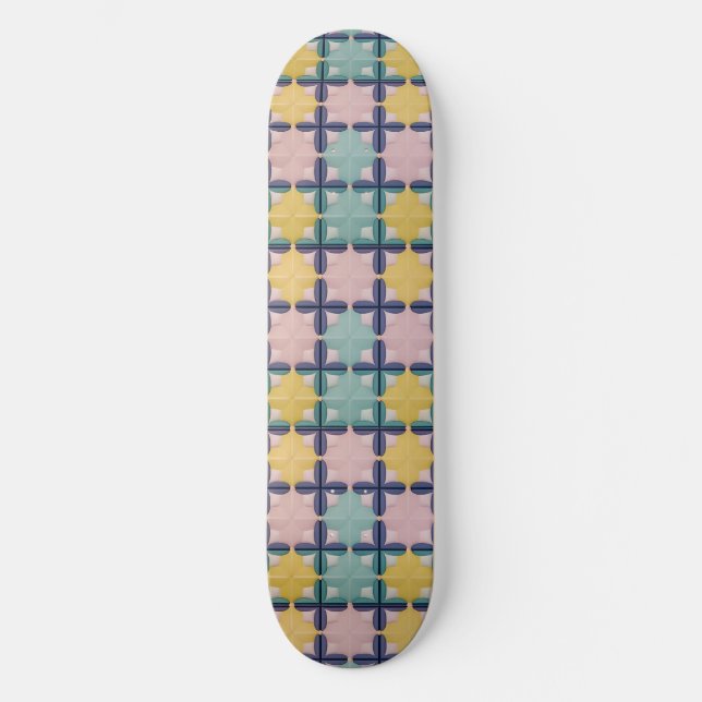 Geometrisches Muster mit lebhaften Farben Skateboard (Vorderseite)