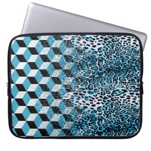 Geometrisches Muster mit Leopardenhaut, Leopardeng Laptopschutzhülle