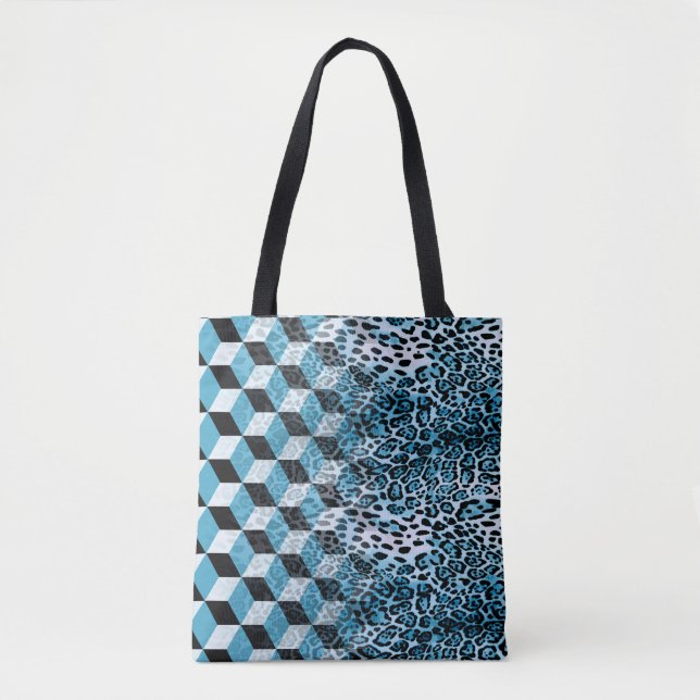 Geometrisches Muster mit Leopardenhaut, Leopardeng Tasche (Vorderseite)