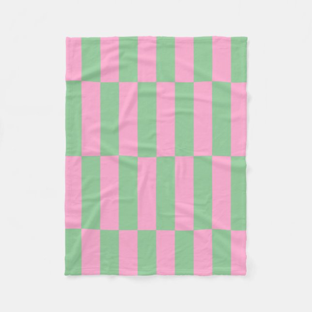 Geometrisches Muster mit rosa und grünem Streifen Fleecedecke (Vorderseite)