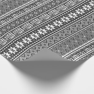 Geometrisches Muster mit schwarzen und weißen Quer Geschenkpapier