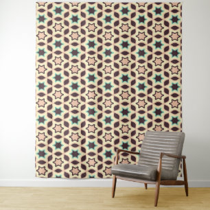 Geometrisches Muster mit Sternformen in Braun und Wandteppich