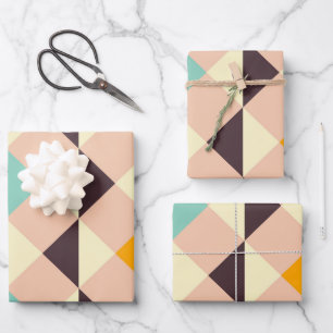 Geometrisches Muster mit überlappenden Diamanten u Geschenkpapier Set