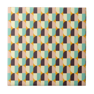 Geometrisches Muster mit überlappenden Halbkreisen Fliese