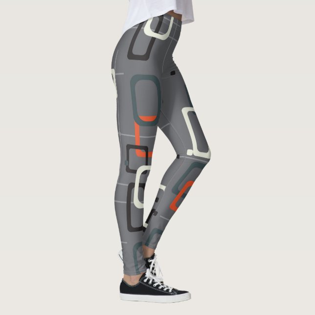 geometrisches Muster Mitte des Jahrhunderts Leggings (Rechts)