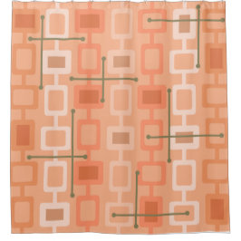 Geometrisches Muster Orange für Retro-1950er Jahre Duschvorhang