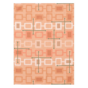 Geometrisches Muster Orange für Retro-1950er Jahre Tischdecke