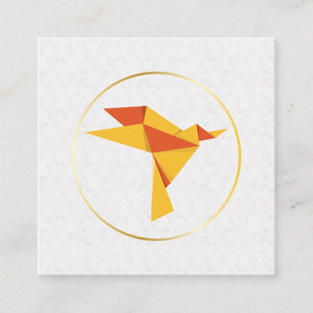 Geometrisches Muster | Origami Bird Quadratische Visitenkarte (Vorderseite)