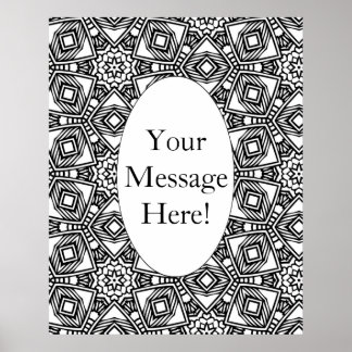 Geometrisches Muster Oval Border Aduloring Page Poster