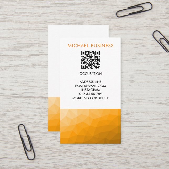 geometrisches Muster QR-Code für Orange-Gefälle Visitenkarte (Vorderseite/Rückseite Beispiel)