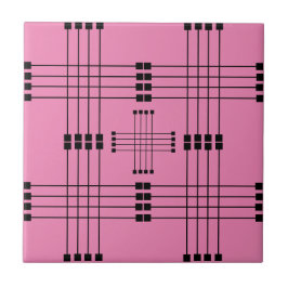 Geometrisches Muster | Quadrate | Linien | Rosa | Fliese