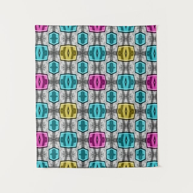 Geometrisches Muster Retro Wandteppich (Vorderseite)